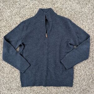J. Crew Men's Navy Zip-Up Sweater - Size Medium